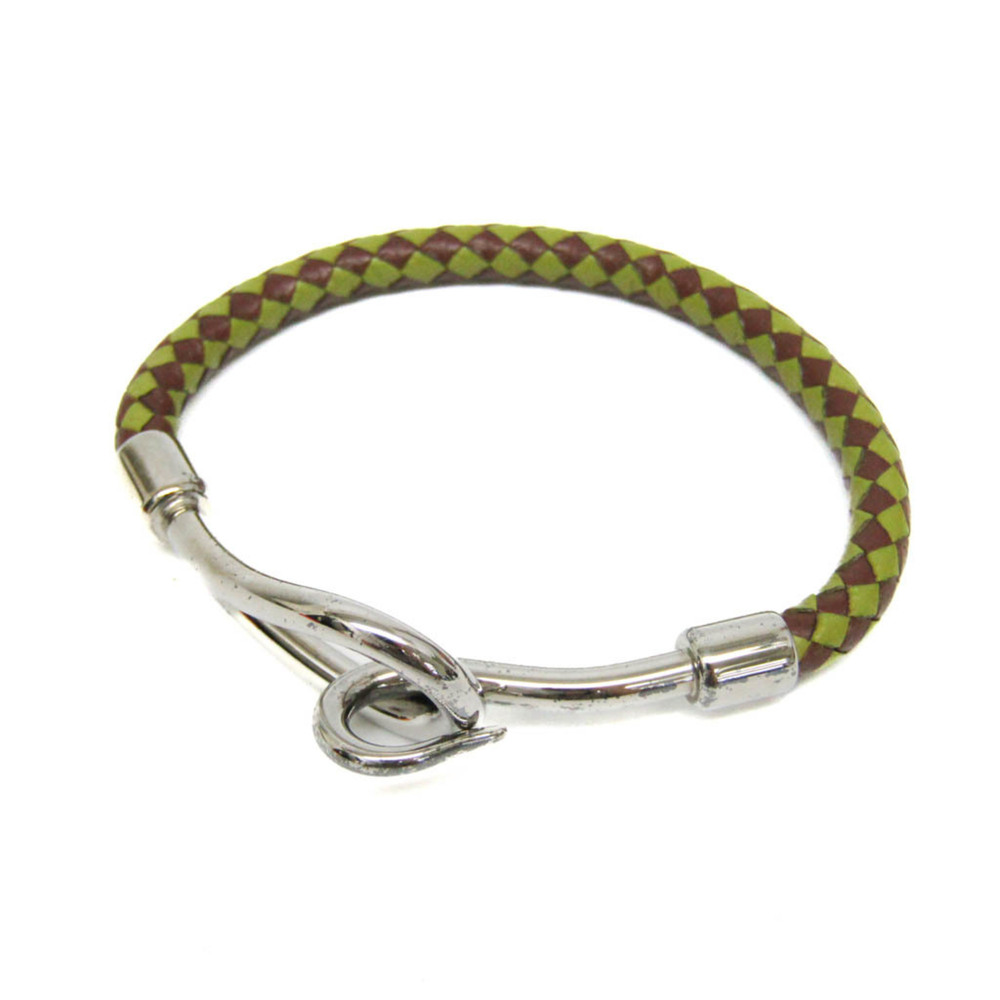HERMES Silver Leather Bracelet